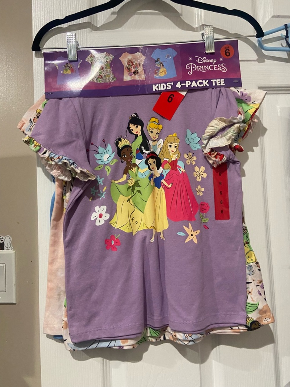 Disney Princess Lavender Girls Tee with Ruffle Sleeves